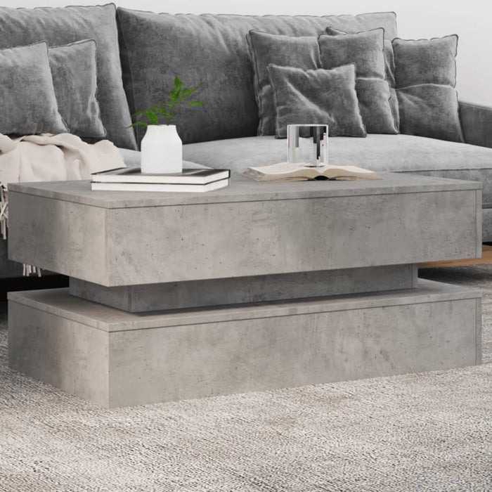 Măsuță de cafea cu lumini LED, gri beton, 90x50x40 cm - WALTI WALTI
