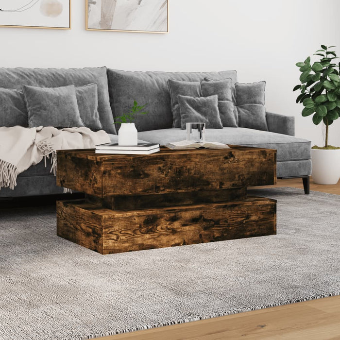 Măsuță de cafea cu lumini LED, stejar afumat, 90x50x40 cm WALTI