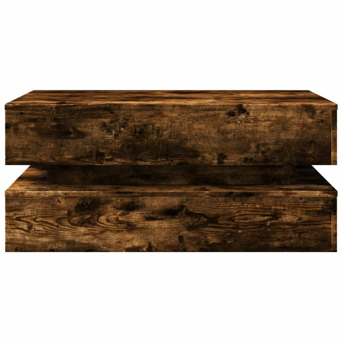 Măsuță de cafea cu lumini LED, stejar afumat, 90x50x40 cm WALTI