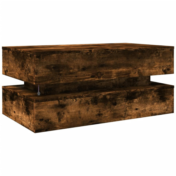 Măsuță de cafea cu lumini LED, stejar afumat, 90x50x40 cm WALTI