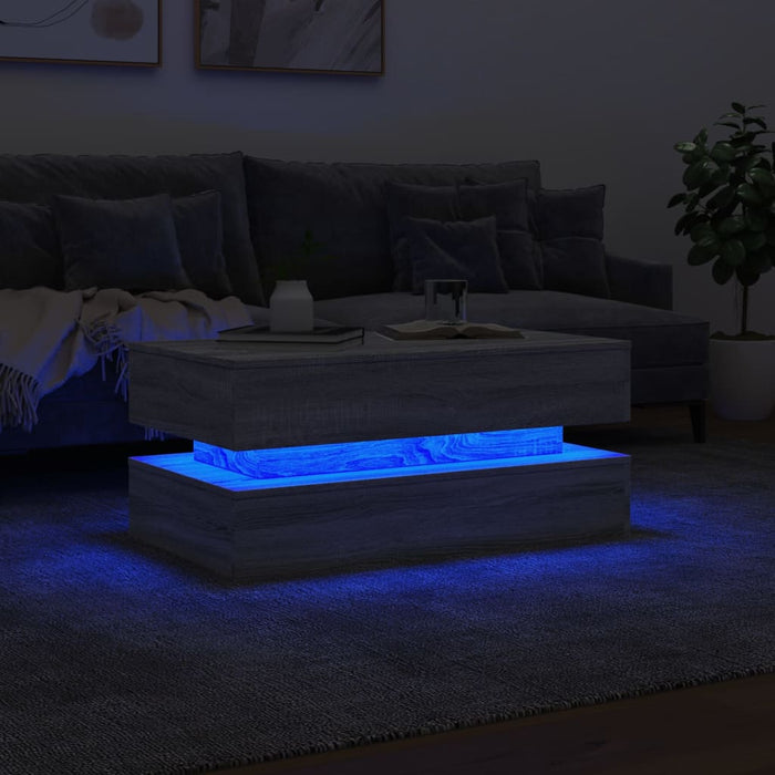 Măsuță de cafea cu lumini LED, gri sonoma, 90x50x40 cm - WALTI WALTI