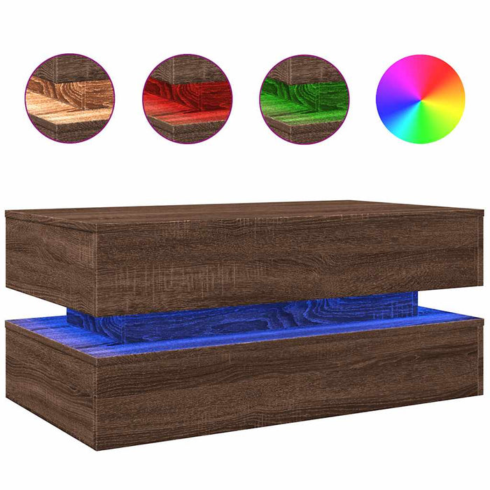 Măsuță de cafea cu lumini LED, stejar maro, 90x50x40 cm WALTI
