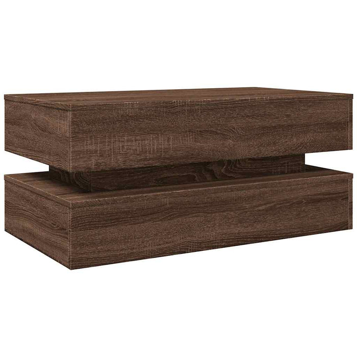 Măsuță de cafea cu lumini LED, stejar maro, 90x50x40 cm WALTI