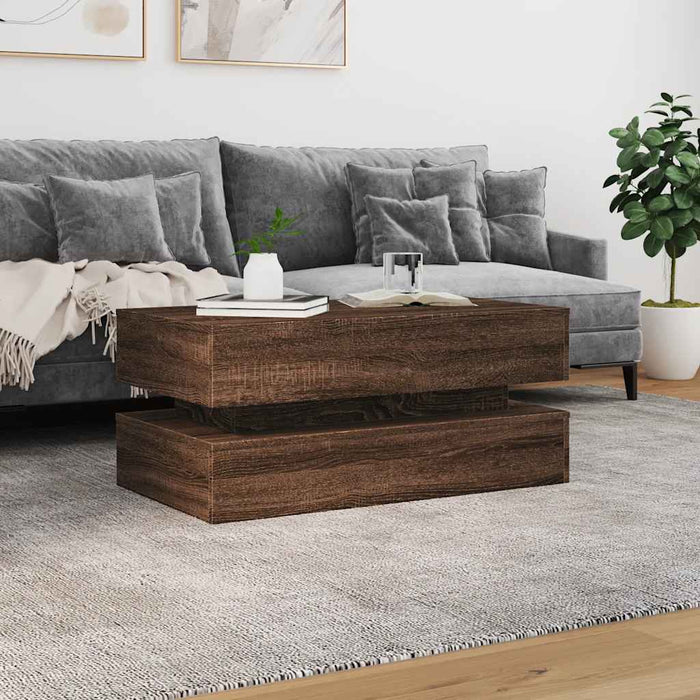 Măsuță de cafea cu lumini LED, stejar maro, 90x50x40 cm WALTI
