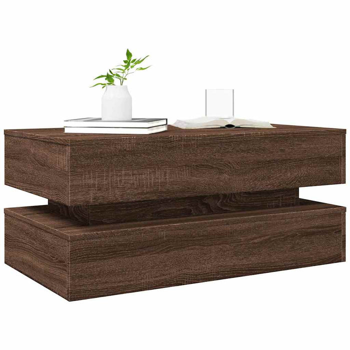 Măsuță de cafea cu lumini LED, stejar maro, 90x50x40 cm WALTI