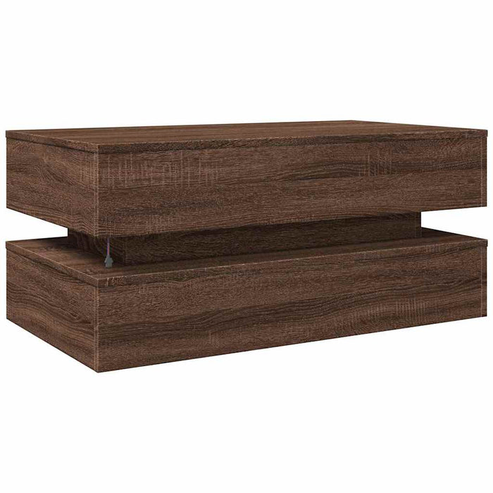 Măsuță de cafea cu lumini LED, stejar maro, 90x50x40 cm WALTI