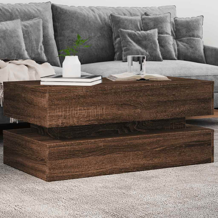 Măsuță de cafea cu lumini LED, stejar maro, 90x50x40 cm WALTI