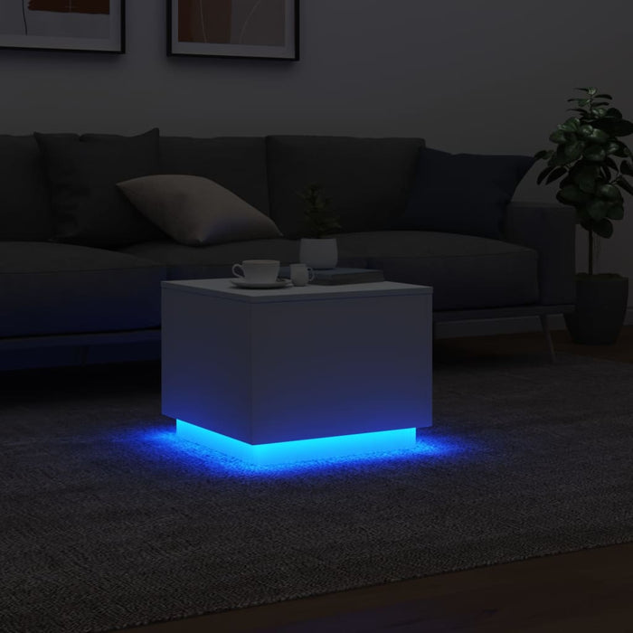 Măsuță de cafea cu lumini LED, alb, 50x50x40 cm - WALTI WALTI
