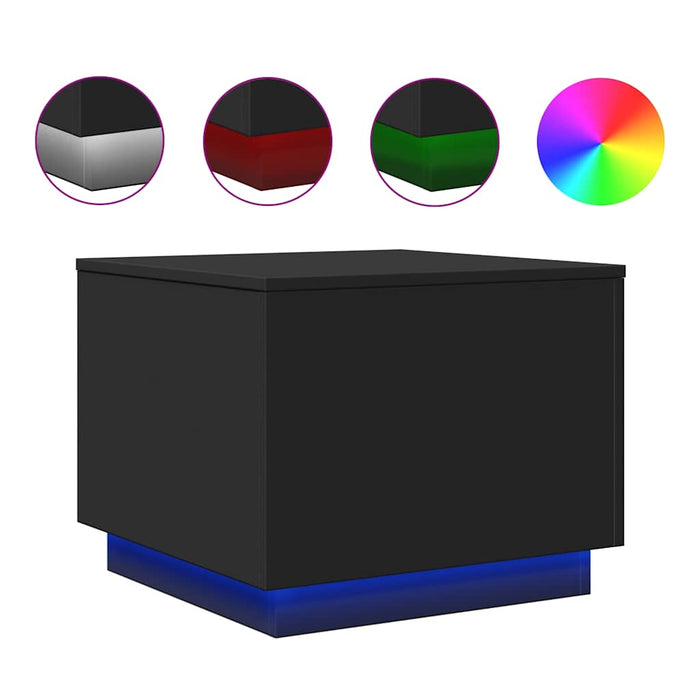 Măsuță de cafea cu lumini LED, negru, 50x50x40 cm - WALTI WALTI