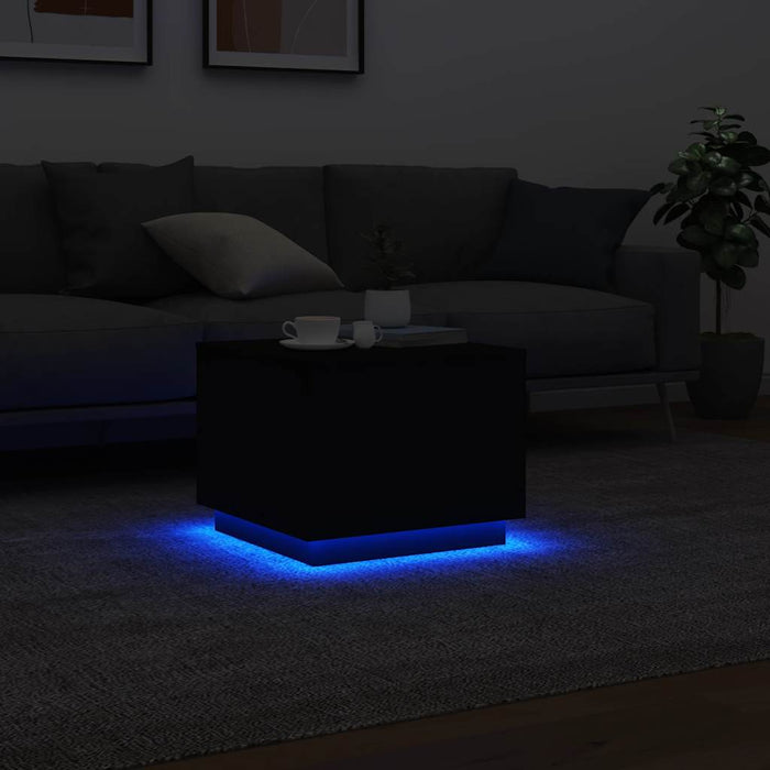 Măsuță de cafea cu lumini LED, negru, 50x50x40 cm - WALTI WALTI