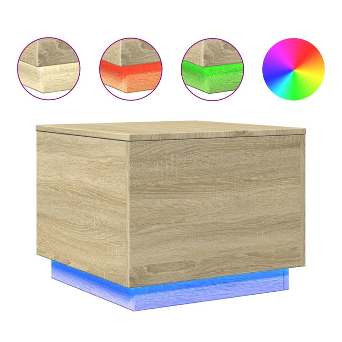 Măsuță de cafea cu lumini LED, stejar sonoma, 50x50x40 cm - WALTI WALTI