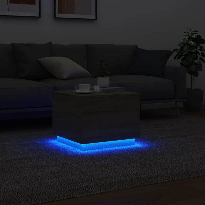 Măsuță de cafea cu lumini LED, stejar sonoma, 50x50x40 cm - WALTI WALTI