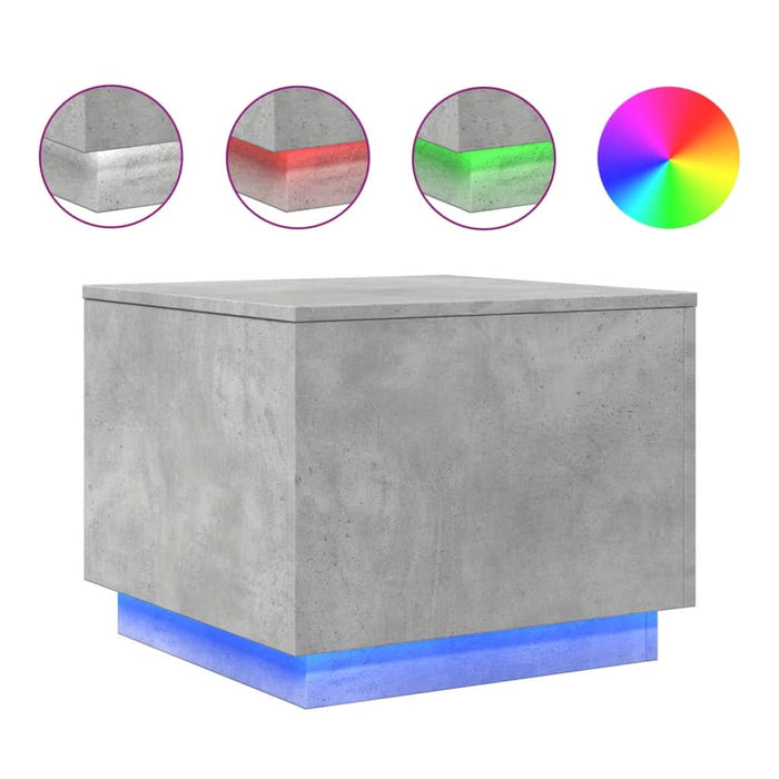 Măsuță de cafea cu lumini LED, gri beton, 50x50x40 cm - WALTI WALTI