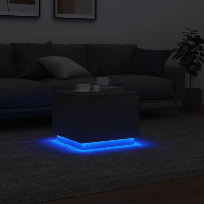 Măsuță de cafea cu lumini LED, gri beton, 50x50x40 cm - WALTI WALTI