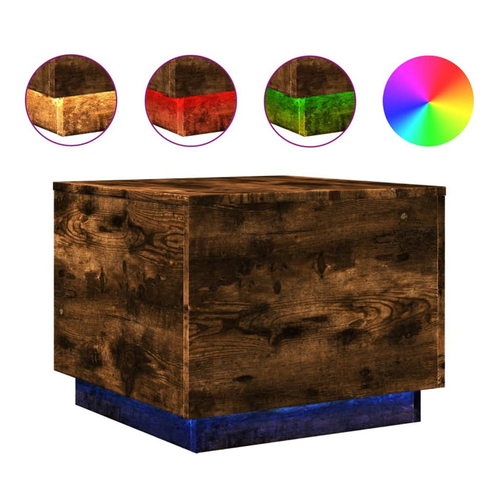 Măsuță de cafea cu lumini LED, stejar fumuriu, 50x50x40 cm - WALTI WALTI