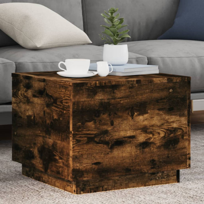 Măsuță de cafea cu lumini LED, stejar fumuriu, 50x50x40 cm - WALTI WALTI