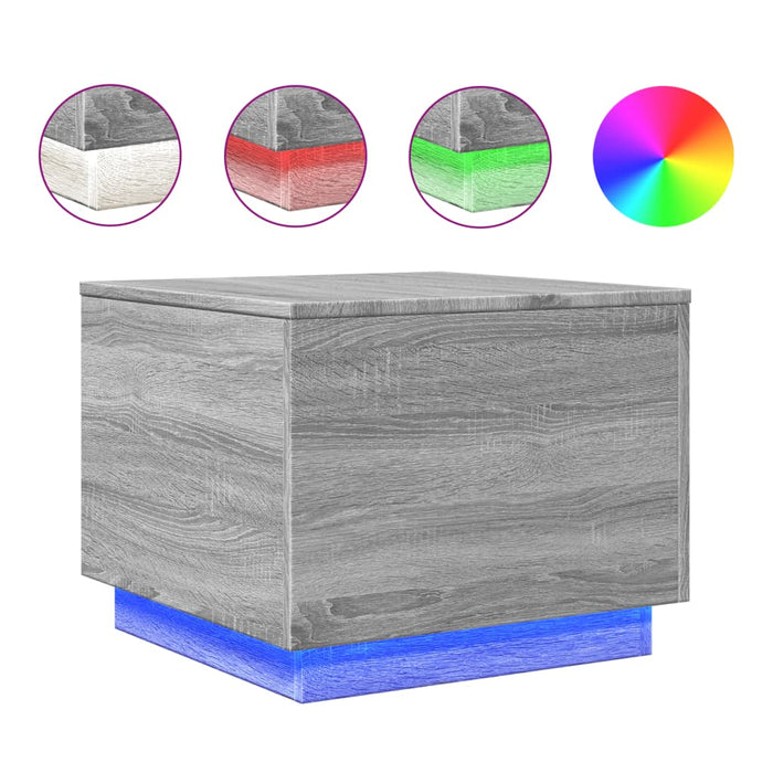 Măsuță de cafea cu lumini LED, gri sonoma, 50x50x40 cm - WALTI WALTI
