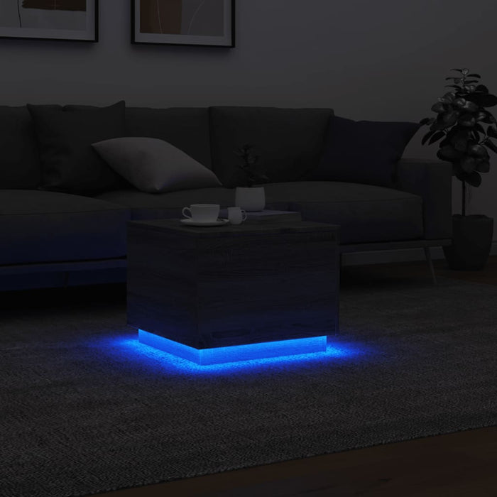 Măsuță de cafea cu lumini LED, gri sonoma, 50x50x40 cm - WALTI WALTI