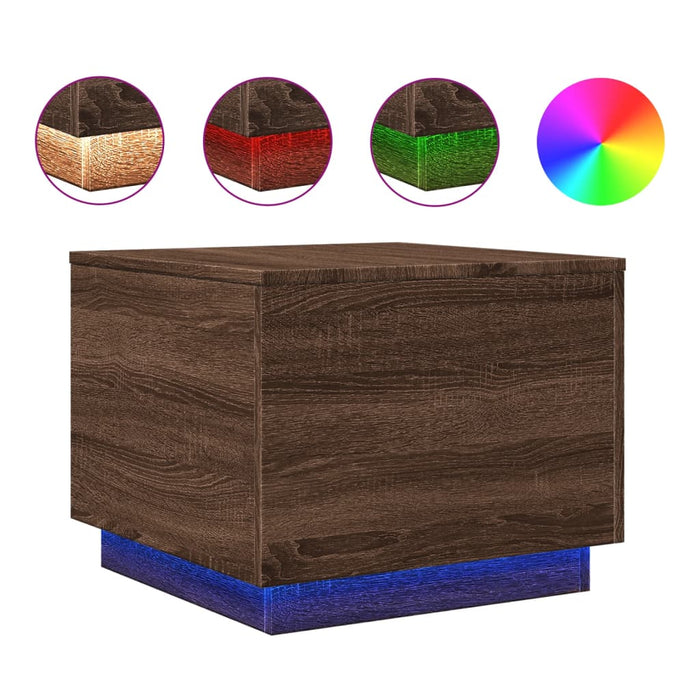Măsuță de cafea cu lumini LED, stejar maro, 50x50x40 cm - WALTI WALTI