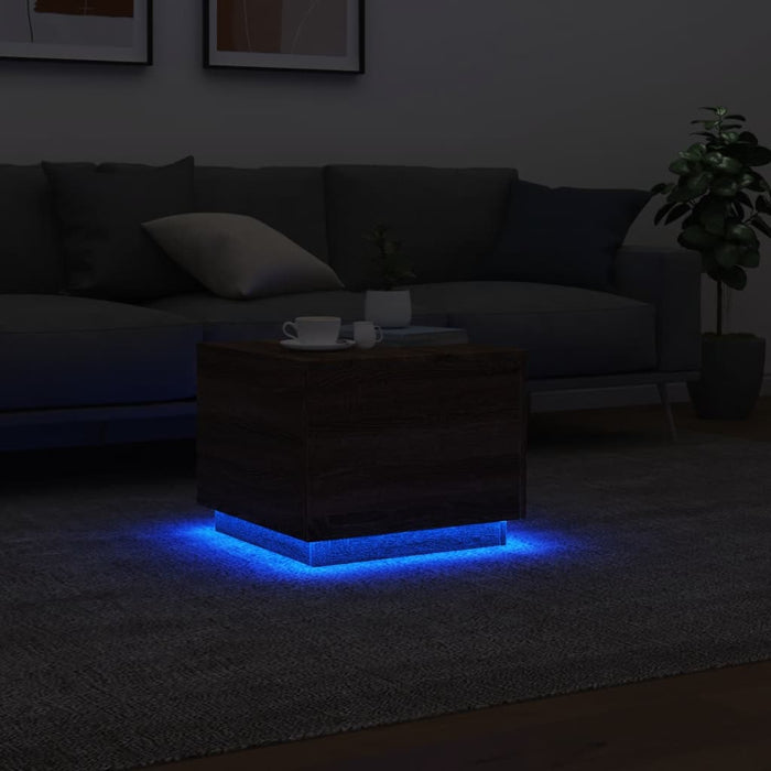 Măsuță de cafea cu lumini LED, stejar maro, 50x50x40 cm - WALTI WALTI