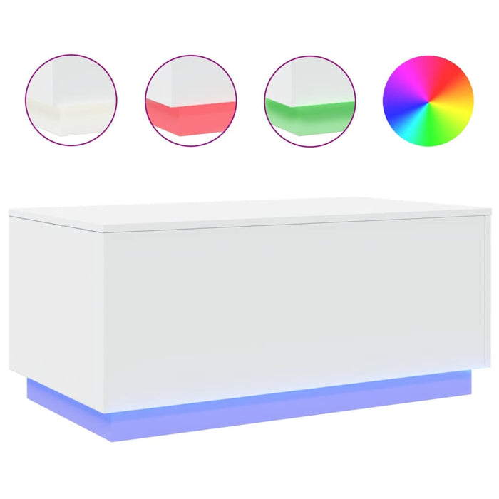 Măsuță de cafea cu lumini LED, alb, 90x50x40 cm - WALTI WALTI