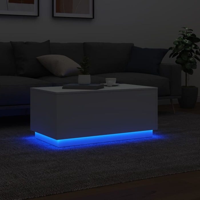 Măsuță de cafea cu lumini LED, alb, 90x50x40 cm - WALTI WALTI