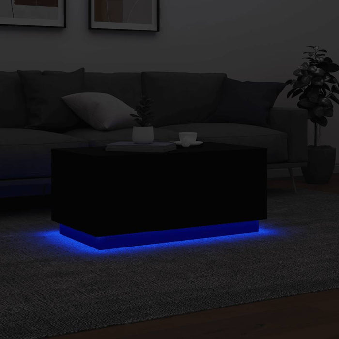 Măsuță de cafea cu lumini LED, negru, 90x50x40 cm - WALTI WALTI