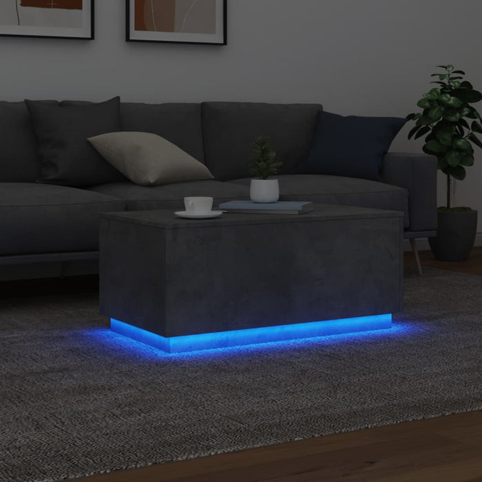 Măsuță de cafea cu lumini LED, gri beton, 90x50x40 cm - WALTI WALTI