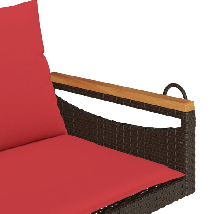 Bancă de balansoar cu perne, maro, 109x62x40 cm, poliratan - WALTI WALTI