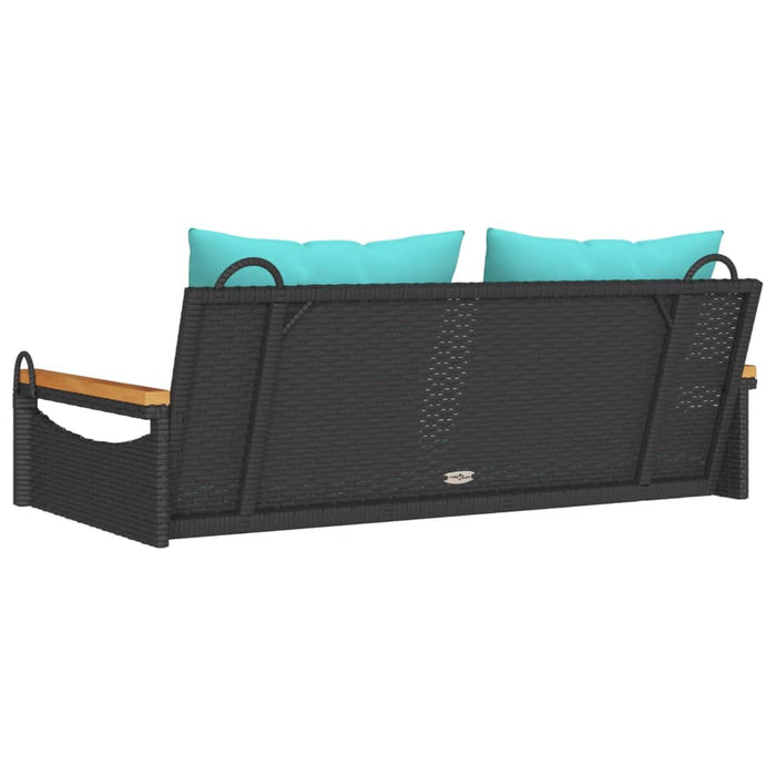 Bancă de balansoar cu perne, negru, 109x62x40 cm, poliratan - WALTI WALTI