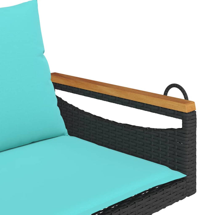 Bancă de balansoar cu perne, negru, 109x62x40 cm, poliratan - WALTI WALTI
