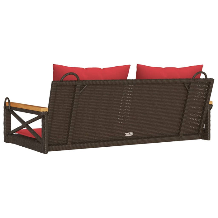 Bancă de balansoar cu perne, maro, 109x62x40 cm, poliratan - WALTI WALTI