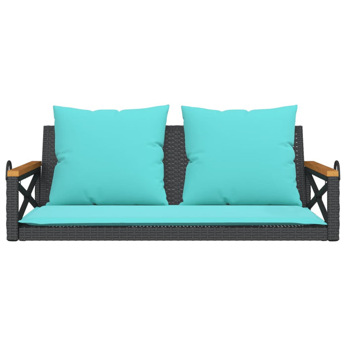 Bancă de balansoar cu perne, negru, 109x62x40 cm, poliratan - WALTI WALTI