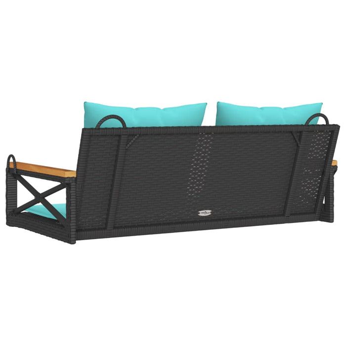 Bancă de balansoar cu perne, negru, 109x62x40 cm, poliratan - WALTI WALTI