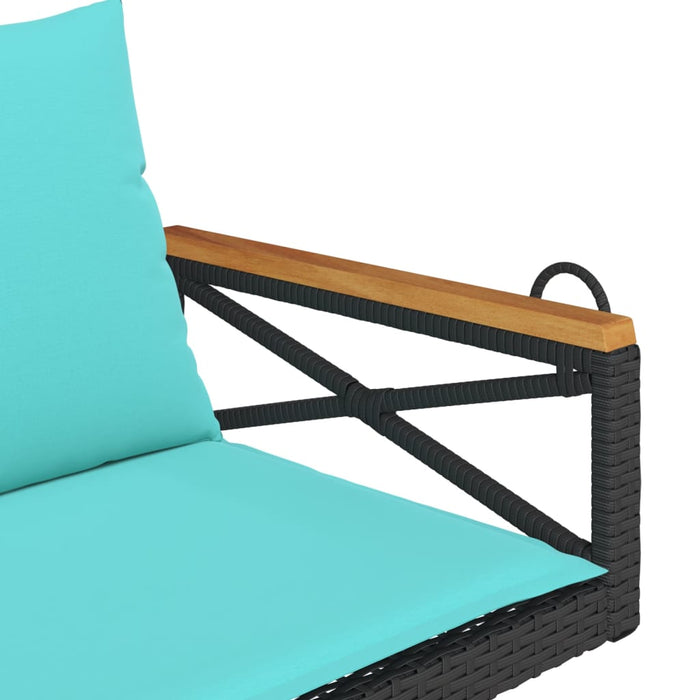 Bancă de balansoar cu perne, negru, 109x62x40 cm, poliratan - WALTI WALTI