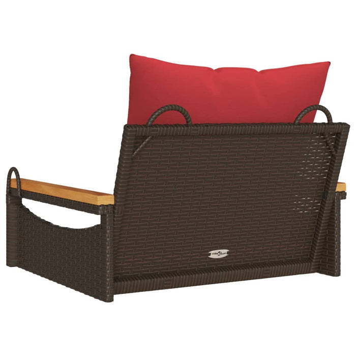 Bancă de balansoar cu perne, maro, 63x62x40 cm, poliratan - WALTI WALTI