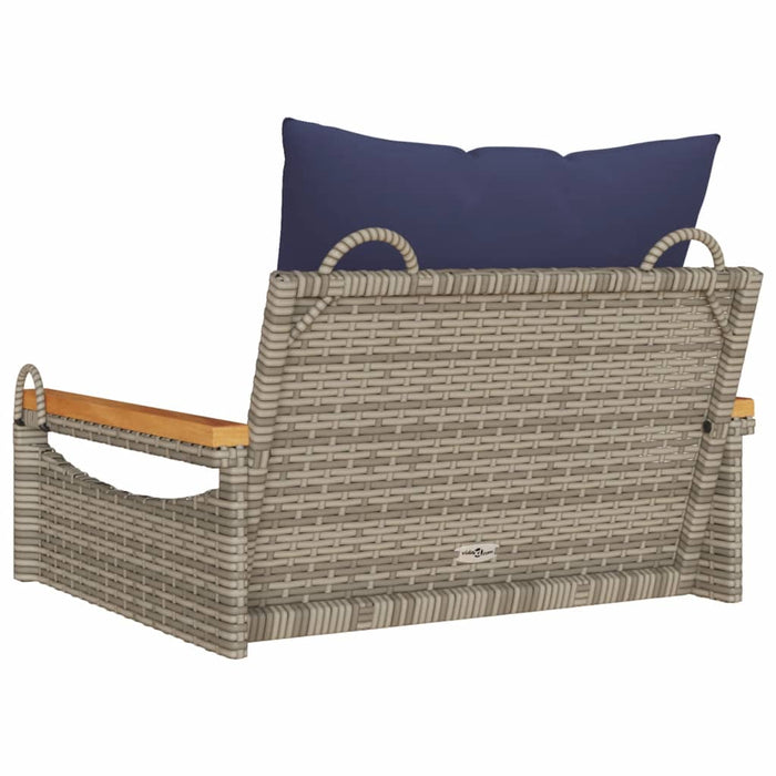 Bancă de balansoar cu perne, gri, 63x62x40 cm, poliratan - WALTI WALTI