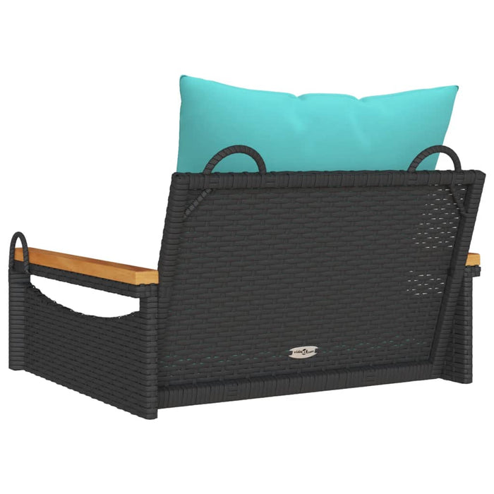 Bancă de balansoar cu perne, negru, 63x62x40 cm, poliratan - WALTI WALTI