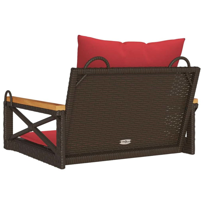 Bancă de balansoar cu perne, maro, 63x62x40 cm, poliratan - WALTI WALTI