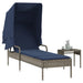 Șezlong cu baldachin și masă, gri, poliratan - WALTI WALTI