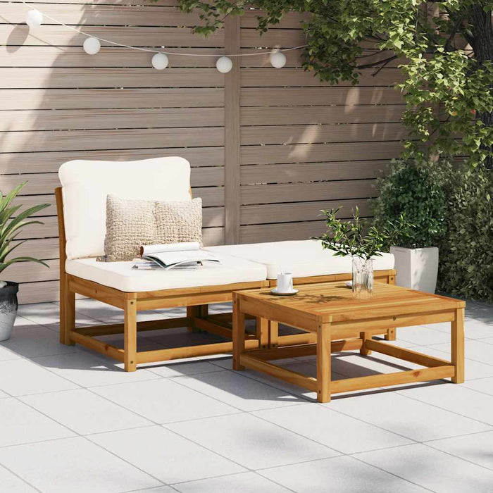 Set mobilier de grădină cu perne, 3 piese, lemn masiv acacia - WALTI WALTI