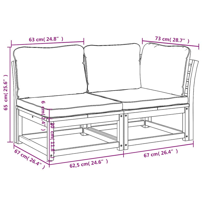 Set mobilier de grădină cu perne, 2 piese, lemn masiv de acacia WALTI