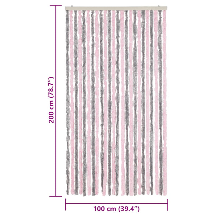 Perdea pentru insecte, gri argintiu și roz, 100x200cm, chenille - WALTI WALTI