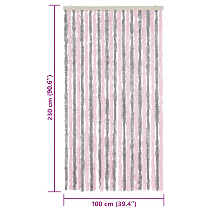 Perdea pentru insecte, gri argintiu și roz, 100x230cm, chenille - WALTI WALTI