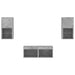 Comode TV de perete cu lumini LED, 4 piese, gri beton - WALTI WALTI