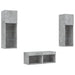 Comode TV de perete cu lumini LED, 4 piese, gri beton - WALTI WALTI