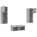 Comode TV de perete cu lumini LED, 4 piese, gri beton - WALTI WALTI