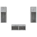 Comode TV de perete cu lumini LED, 4 piese, gri beton - WALTI WALTI
