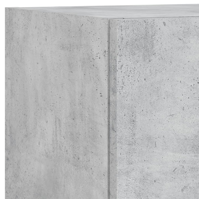Comode TV de perete cu lumini LED, 4 piese, gri beton - WALTI WALTI