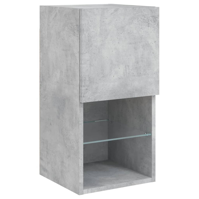 Unități TV de perete cu LED-uri 8 piese gri beton lemn compozit - WALTI WALTI